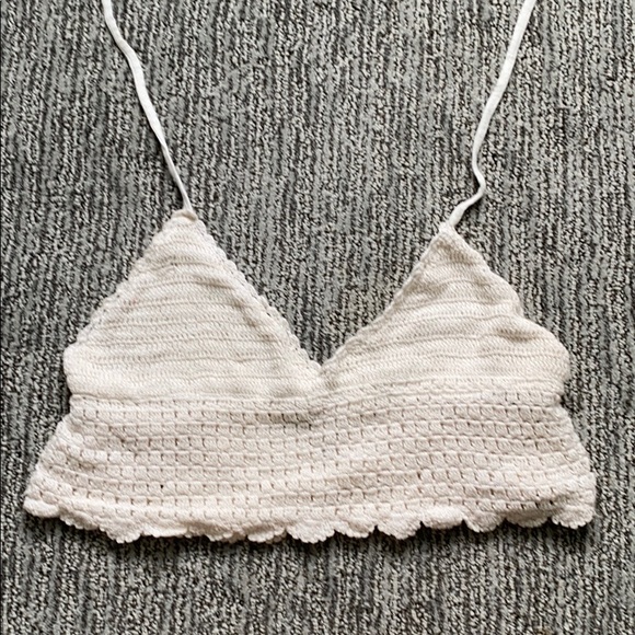 white crochet bralette